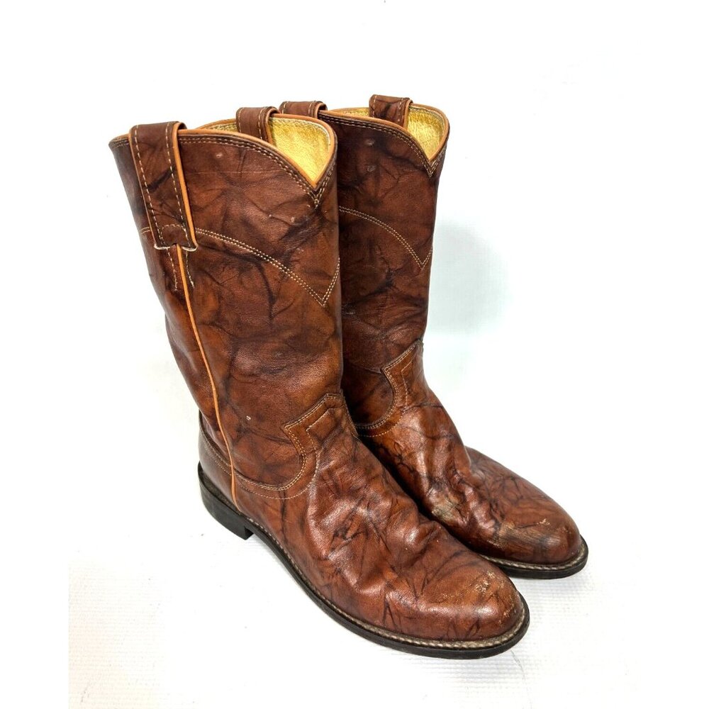 Justin Ropers Marbled Brown Deerlite L3161 COWBOY BOOTS  Women's  6 B Nice